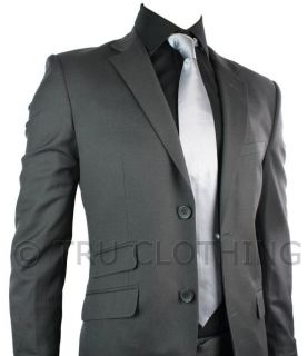 Mens Wool Blend Charcoal Grey Suit Short Regular & Long Office Wedding