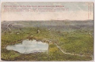 1911 Lake Winnebago, Wisconsin Postcard Birds Eye View of Fox River