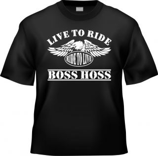 Boss Hoss Motorcycle Chief BLACK Heavyweight T Shirt Sizes L   4XL