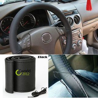 Brand New Leather DIY Car Steering Wheel Cover With Needles and Thread