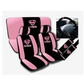 11pc DC Comics Truck Seat Covers Supergirl Pink Black Super Girl