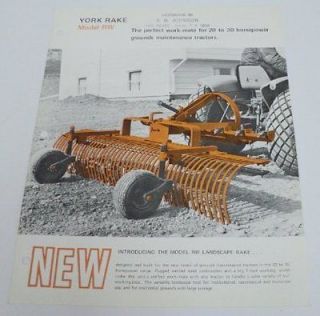 York Rake 1975 Model RW Landscape Rake Sales Brochure
