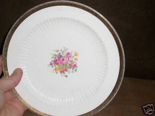 ANTIQUE ROYAL CHINA FLORAL 22kt ETCHED GOLD DINNERWARE