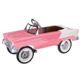 New 1955 Chevy/Chevrole t Convertible Pink & White Pedal Car w/ Chrome