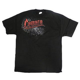 Chevrolet Camaro RS SS LS Z/28 Mens Tee Shirt Black With Red Logo