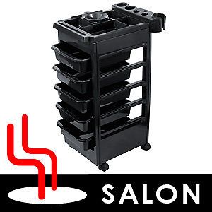 Station Hair Salon Rolling Cart Utility Trolley Spa Black Tattoo Tray