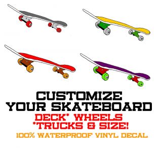 Vinyl Decal Sticker Trucks, Wheels & Deck   100% Waterproof