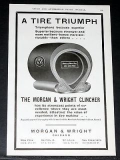 1904 OLD MAGAZINE PRINT AD, MORGAN & WRIGHT CLINCHER TIRES, SUPERIOR