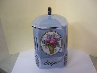 Beautiful Vintage Victoria China SUGAR Jar Czechoslovakia Lustreware