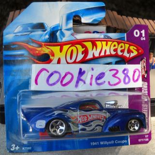 2007 Hot Wheels #77 ☆ HW RACING ★ 1941 WILLYS COUPE ☆ MF BLUE