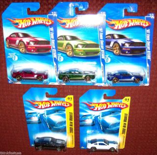 Hot Wheels Ford MUSTANG 2007 Shelby GT500 blue black white red green