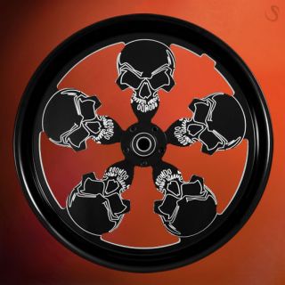 Harley Skull Wheels 26 Set Black Billet Custom Rims