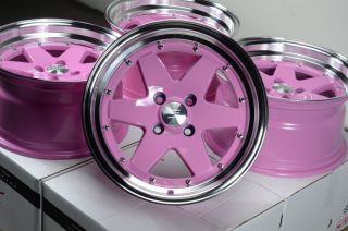 15x8 Effect Wheels Rims 4x100 Pink ZERO offset Civic Miata Corolla Mr2