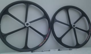 Pair Teny Rim Composite Mountain Bike Mag Wheels 26 Black White Quick