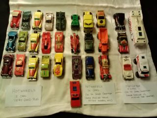 Lot Vintage Hot Wheels, Matchbox Cars, 30 total cars, Various Styles