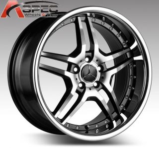 19 Staggered Euromag EM2 Black Wheel Fit Mercedes C300 C350 E450 E550