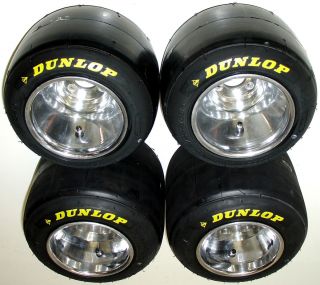 Set of New Dunlop Racing Go Kart Tires Used Polished Wheels