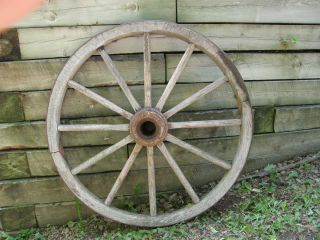 Antique Wood Wagon Wheels w Iron Rims 40 Diameter Marked 90 Triangle