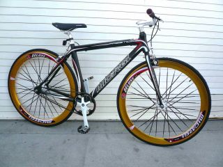 Fixed Gear Alloy Road Bike 53 cm w Deep 50cm Rim Flat Bladed Spokes