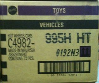 HOT WHEELS 2012 Factory Sealed H Case C4982 995HHT Worldwide 72 Cars
