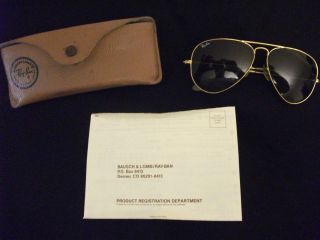 Original Vintage B L Ray Ban Aviator Sunglasses Gold Rims 58 14