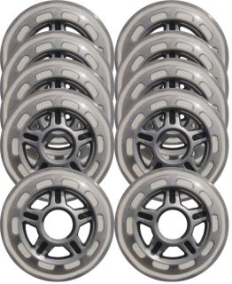 Clear Silver Inline Skate Wheels 80mm 78A 10 Pack