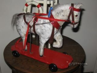 Antique 1940s Austria Old Mohair Horse on Wheels RARE