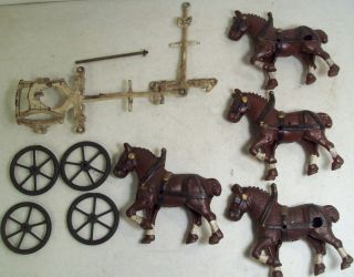 Iron Toy Horse Drawn Vintage Reproduction Parts Horses Wheels