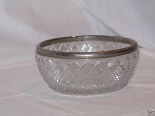 Vintage Beautiful Glass Decorative Bowl w Metal Rim