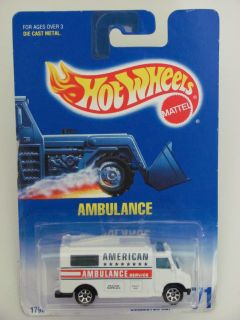 Hot Wheels 1991 Coll 71 Ambulance Blue Card 7 SPK