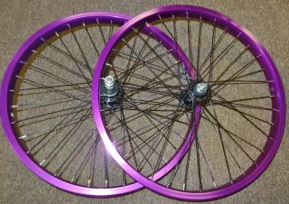 BMX Bike Wheelset Purple Alex Alloy Rims 3 8 inch axles Rear Freewheel