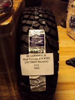 BF Goodrich Mud Terrain T A KM2 235 75R15 104 101Q Brand New Tire