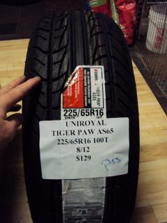 Uniroyal Tiger Paw Touring 225 65R16 100T Brand New Tire
