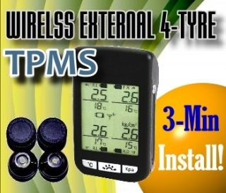 TPMS Tire Tyre Pressure Monitoring System External 4 Sensors DIY 3 MIN