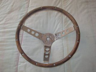 Vintage 13 1 2 inch 3 Spoke Wood Steering Wheel