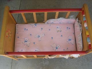 1950s Baby Doll Bed Crib with Wheels Made by Whitney Bros Co