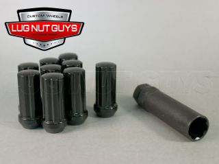 24 Lug Nuts Spline Acorn 14x1 5 Long Black Chevrolet GMC Silverado