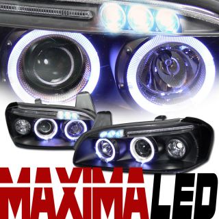 Blk DRL LED Dual Halo Rims Projector Head Lights Lamp Signal 00 01