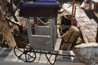 Covered Rickshaw Moving Wheels Wooden Toy Hand Crafted Antique