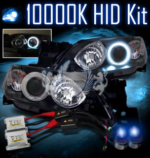 10000K HID 04 07 Mazda 3 CCFL Angel Eye Halo Ring Projector Black BLK