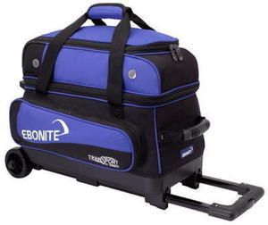 Ebonite Transport 2 Ball Rolling Bowling Bag with Wheels Blue