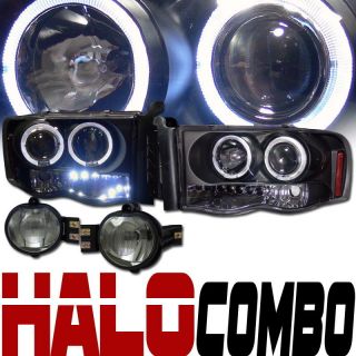BLK HALO RIMS DRL LED PROJECTOR HEADLIGHTS SIGNAL FOG LAMP SMOKE 02 05