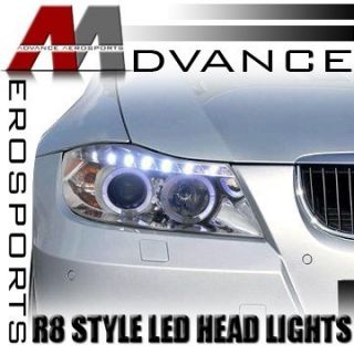 4D 4DR Sedan Halo Angel Eyes Rim LED Projector Headlights Clear