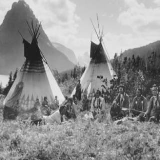 Indian camp at Two Medicine Lake, Glacier National Park graphic. S f7