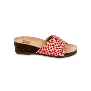 MUK LUKS Lea Slide Wedge Sandals, Red, Womens