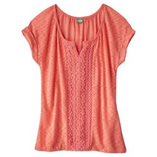 Xhilaration Juniors Lace Front Peasant Top   Daylilly M(7 9)