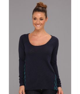 Lucky Brand Peter Dunham Print Back Top Womens Long Sleeve Pullover (Navy)