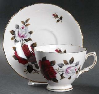 Colclough 7906 Footed Cup & Saucer Set, Fine China Dinnerware   Light Pink/White