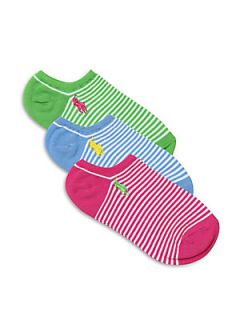 Ralph Lauren Toddlers & Girls Three Piece Striped Ankle Socks Set   Assorted