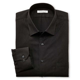 Van Heusen Satin Stripe Dress Shirt, Black, Mens